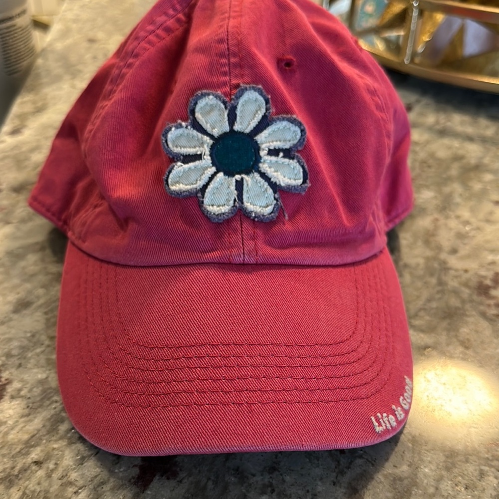 Life Is Good Pink Cap with Daisy Patch